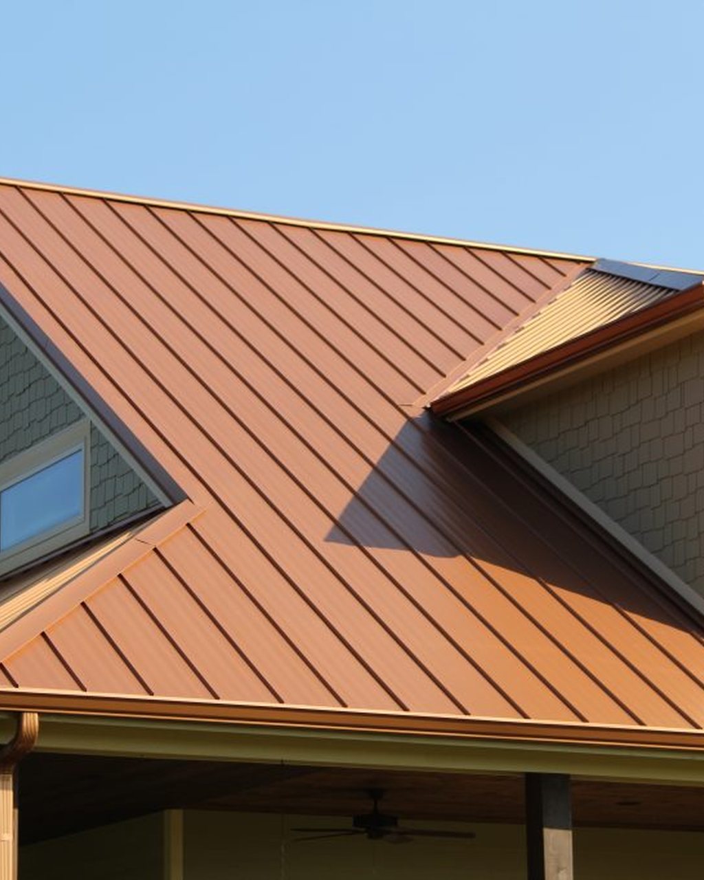 Copper standing-seam metal roof, another crop (stock; card Siding and banner Shingle Roof)